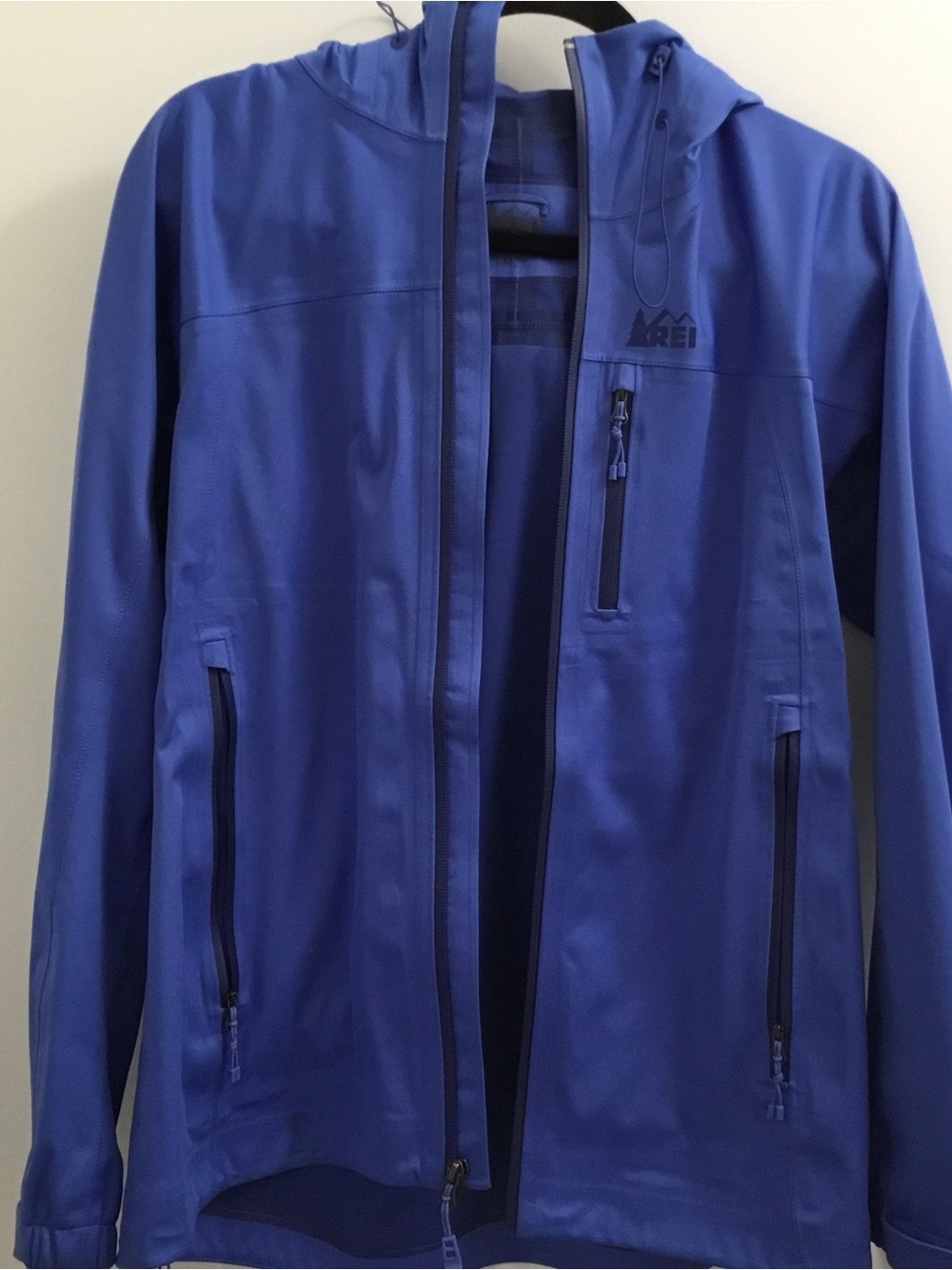 REI Wonmen's Blue Waterproof Hooded Jacket